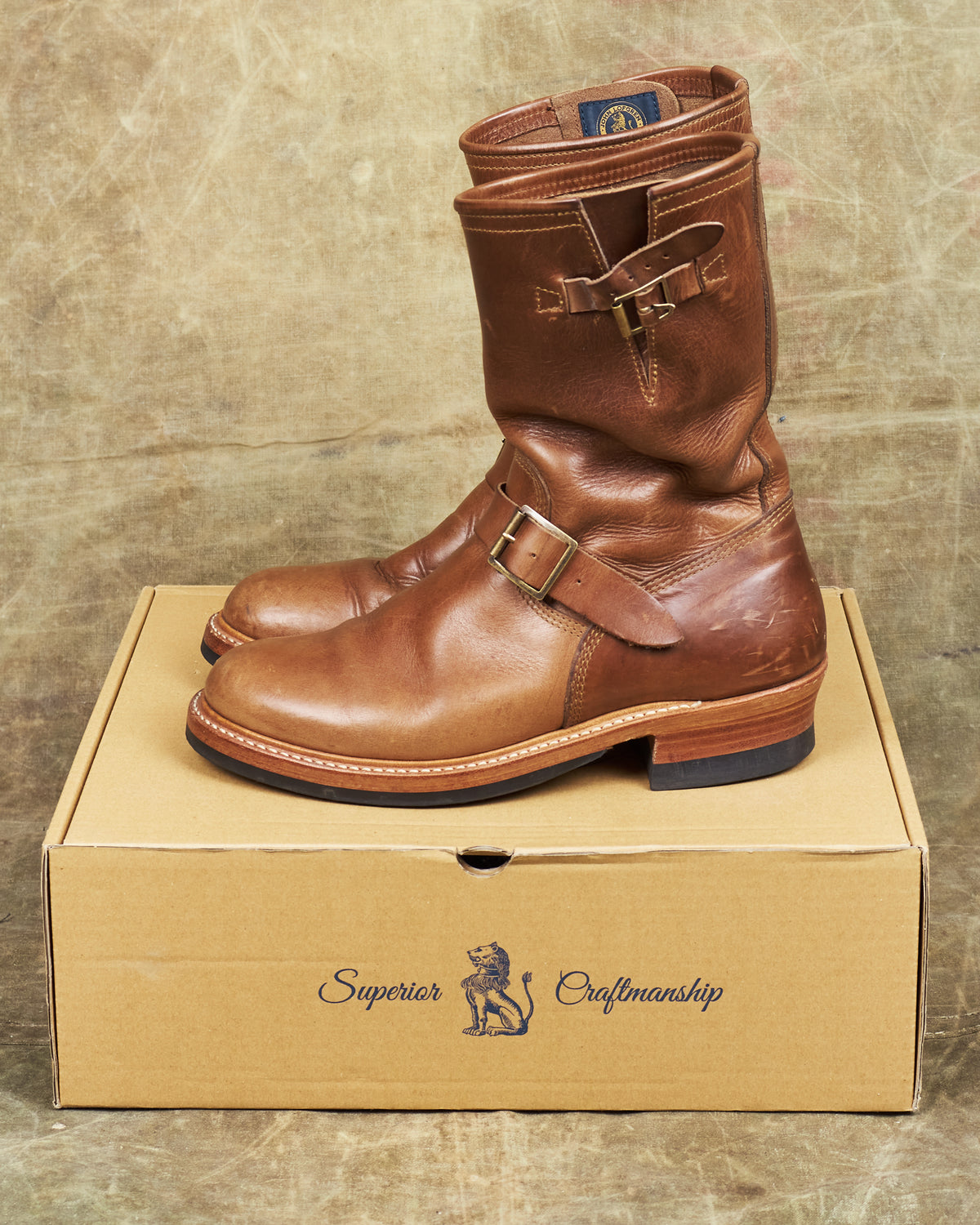 Second Hand John Lofgren LK-003 Engineer Boots Horween Leather CXL Natural Size US 9D