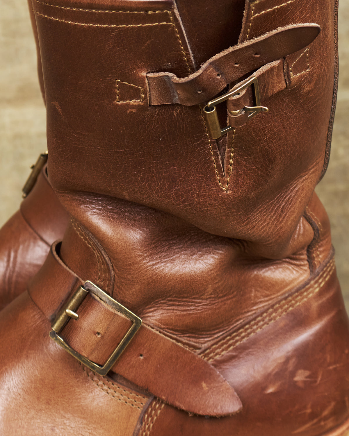Second Hand John Lofgren LK-003 Engineer Boots Horween Leather CXL Natural Size US 9D