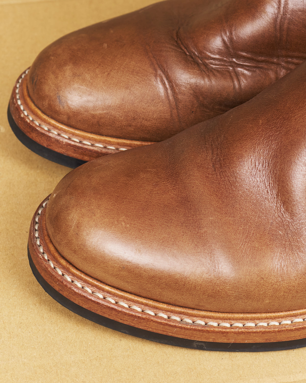 Second Hand John Lofgren LK-003 Engineer Boots Horween Leather CXL Natural Size US 9D
