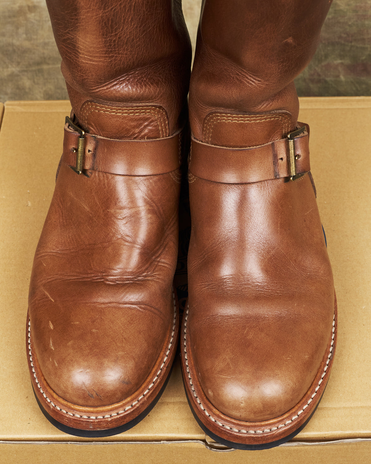 Second Hand John Lofgren LK-003 Engineer Boots Horween Leather CXL Natural Size US 9D