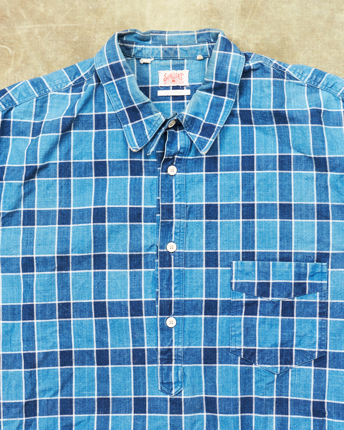 Second Hand Levi's Vintage Clothing Indigo Dyed Checked Shirt Size M