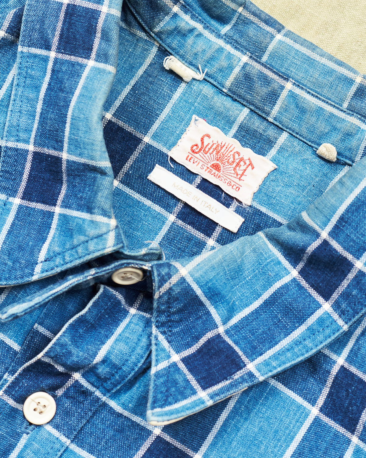 Second Hand Levi's Vintage Clothing Indigo Dyed Checked Shirt Size M