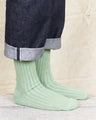 Tender Wool Rib Socks Chlorophyll Dyed