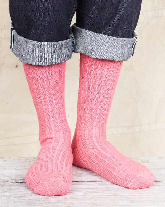 Tender Wool Rib Socks Cochineal Dyed