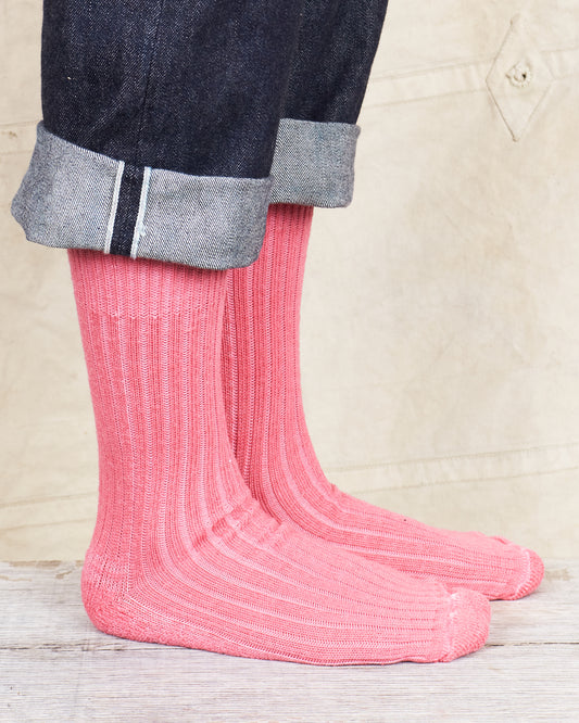 Tender Wool Rib Socks Cochineal Dyed