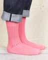 Tender Wool Rib Socks Cochineal Dyed