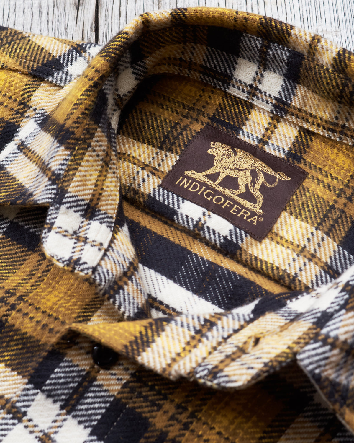 Indigofera Bryson Flannel Check Shirt Black / Beige / Gold