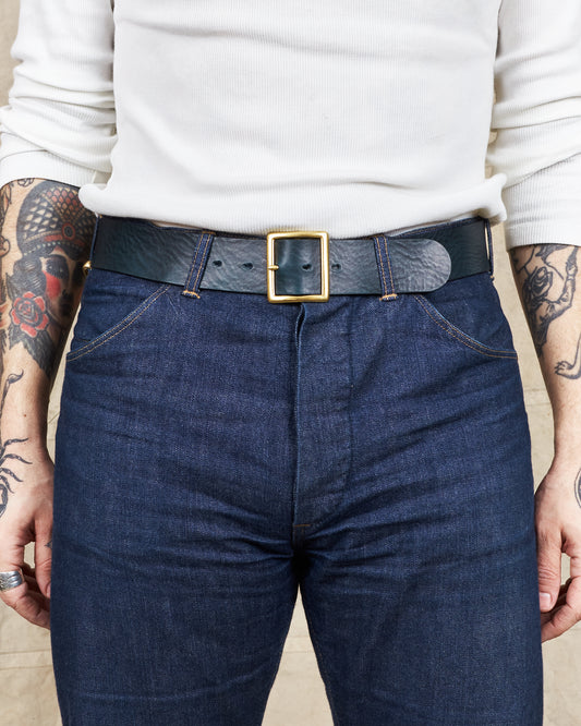 Indigofera Levon Leather Belt Navy