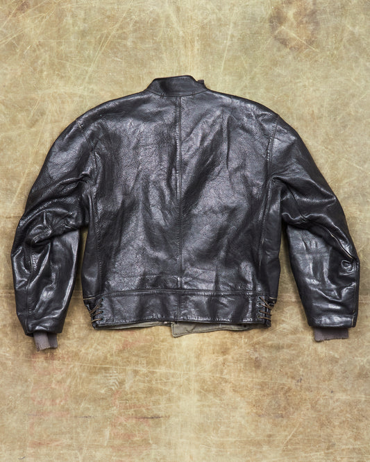 Vintage Swedish Army Dispatch Riders Leather Jacket "Ordonnansjacka" Size 52