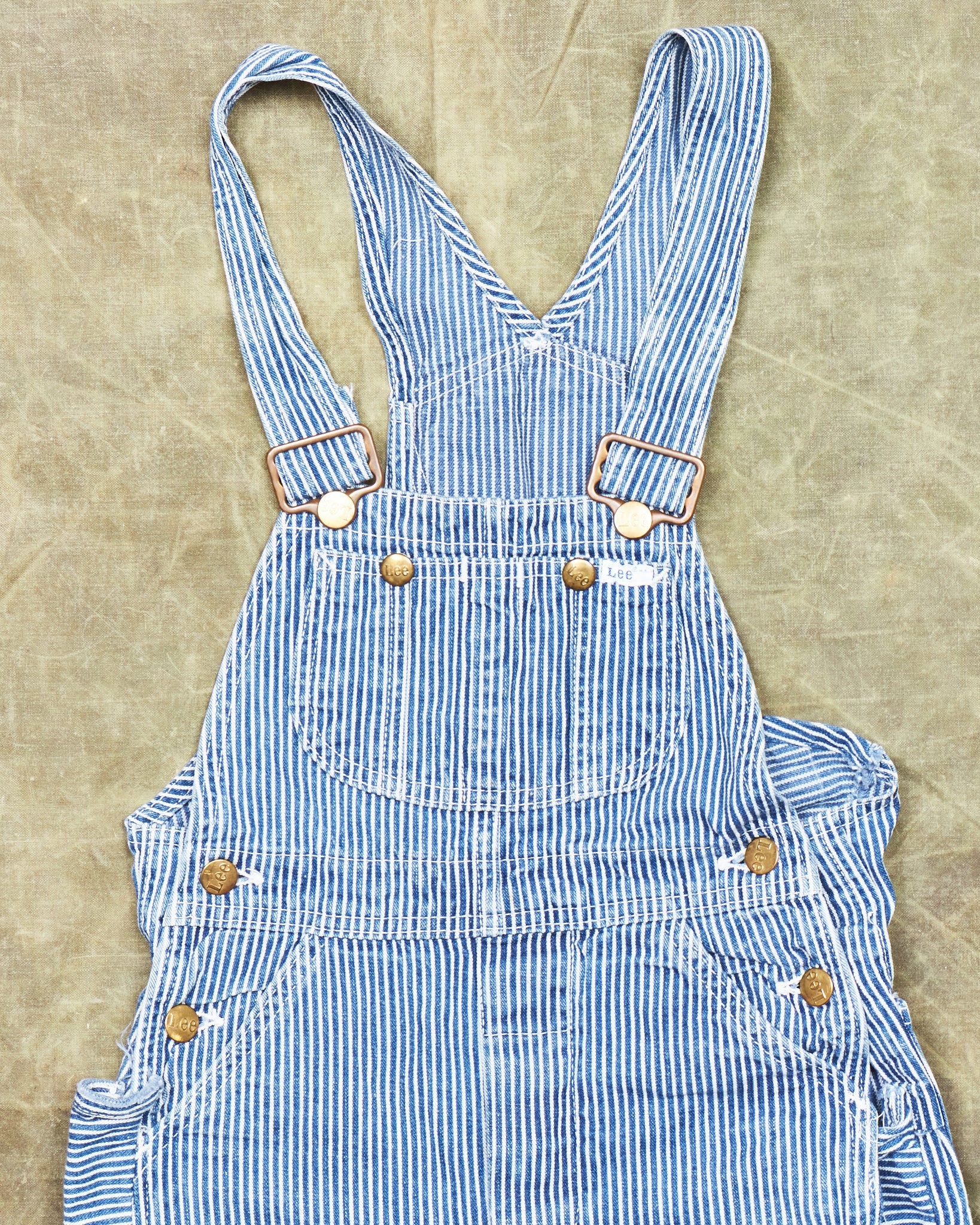 Vintage 70's Lee Hickory Stripe Overall Made In U.S.A Size W26