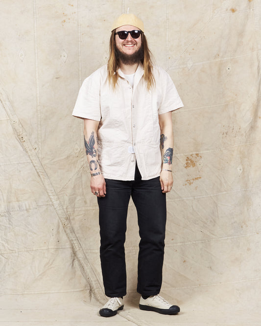 Tender 447 Short Sleeve Wide Face Shirt Striped Cotton Canvas Rinsed