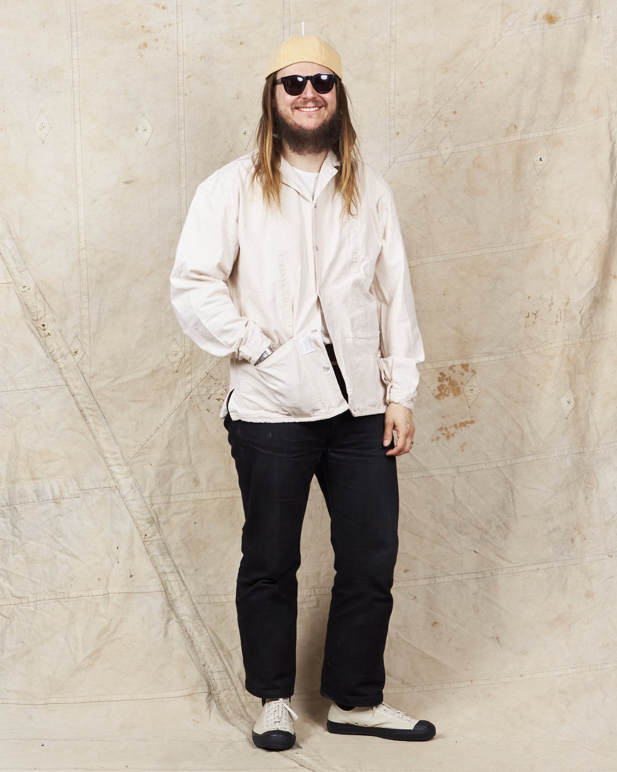 Tender 446 Wide Face Shirt Striped Cotton Canvas Rinsed