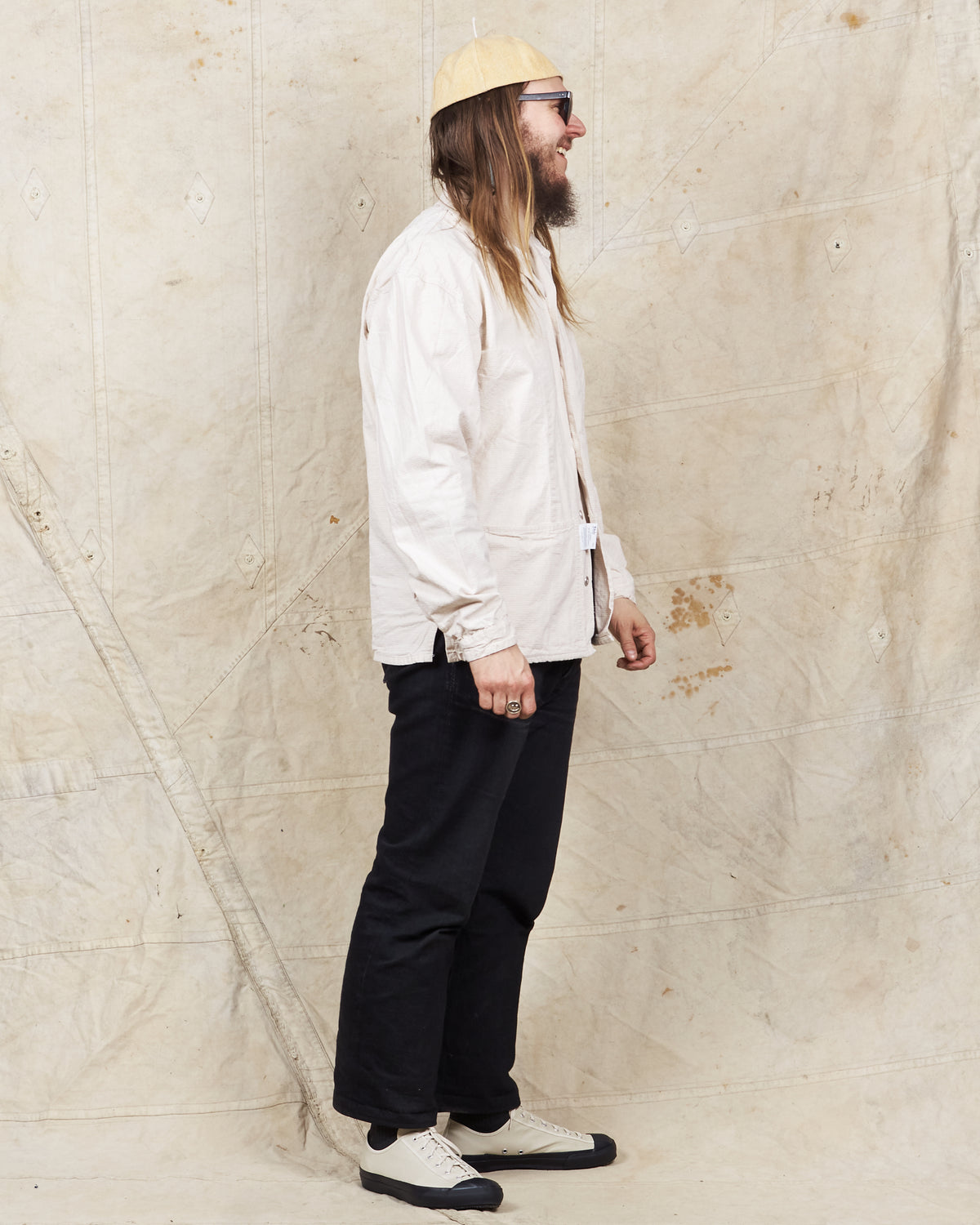 Tender 446 Wide Face Shirt Striped Cotton Canvas Rinsed