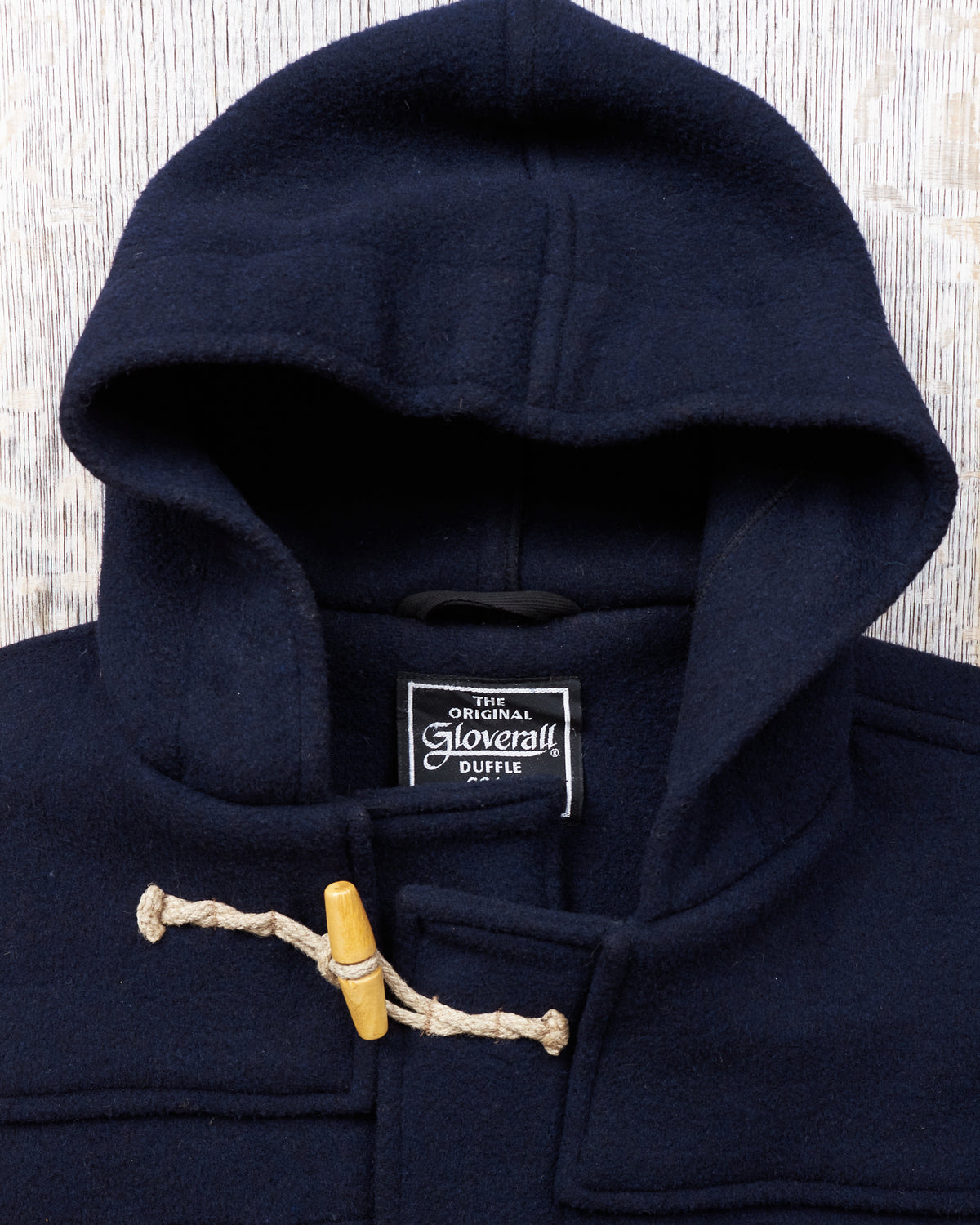 Second Hand Gloverall Duffle Coat Navy Wool Blend Size L