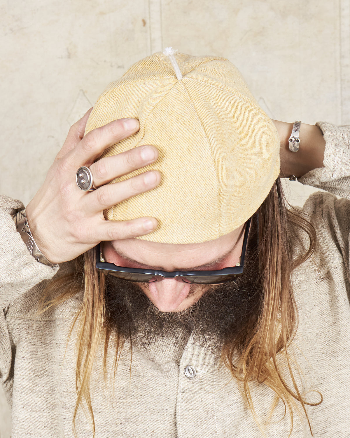 Tender Type 802 Monk Hat Hemp Wool Cotton Bull Denim Iron Rust Dyed