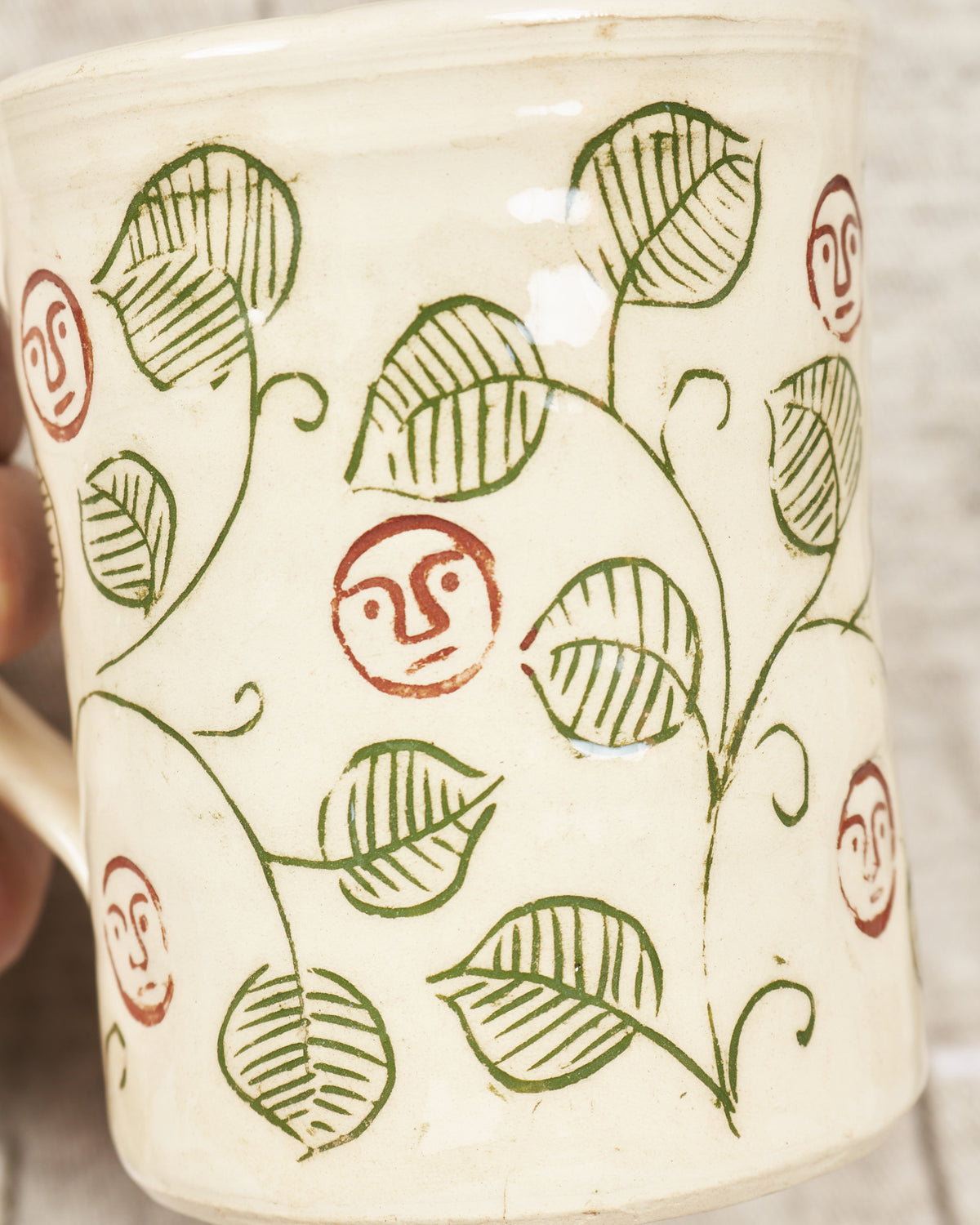 Tender Plautus Vine Sgraffito Mug White Clay