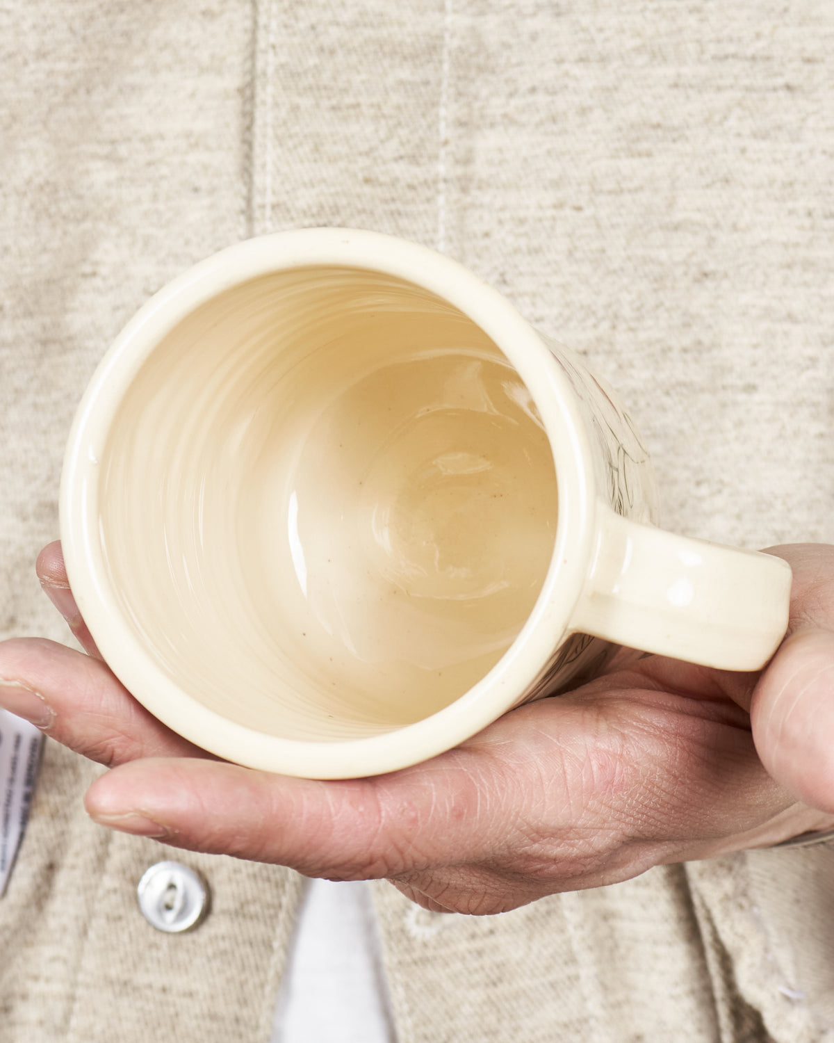 Tender Plautus Vine Sgraffito Mug White Clay