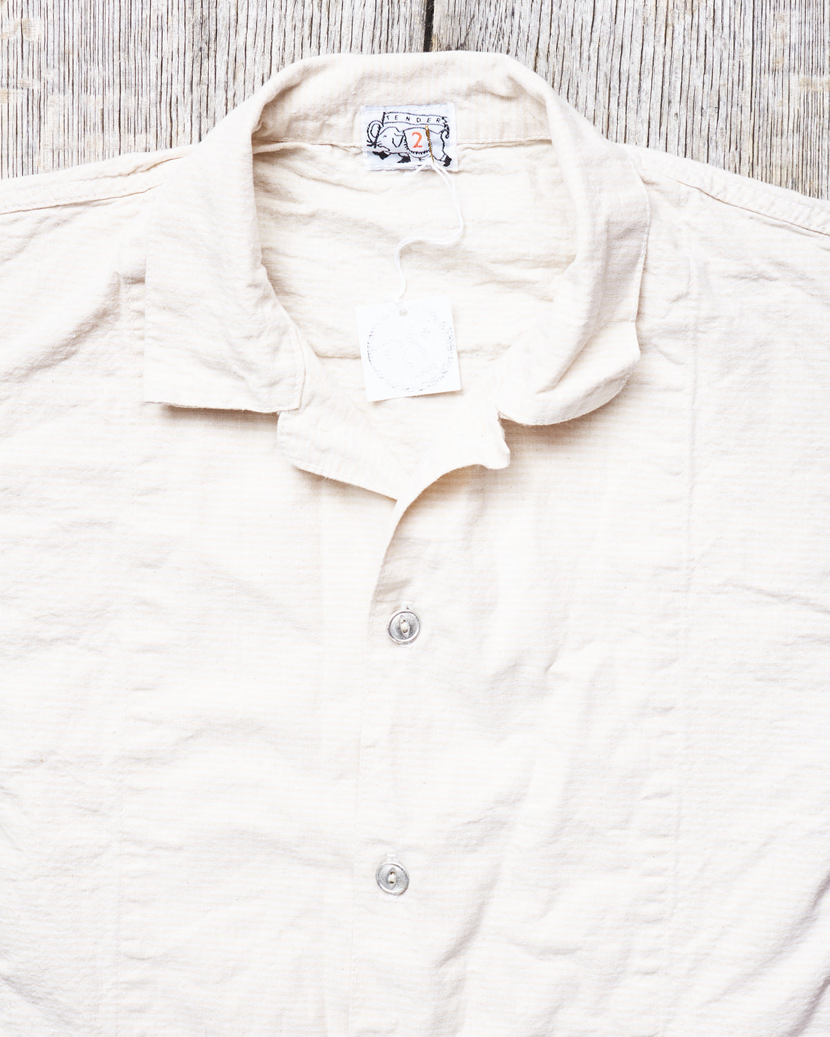 Tender 446 Wide Face Shirt Striped Cotton Canvas Rinsed