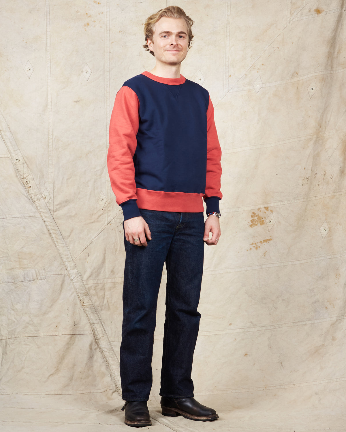 Whitesville Heavy Set-in Two Tone Sweatshirt Navy / Red