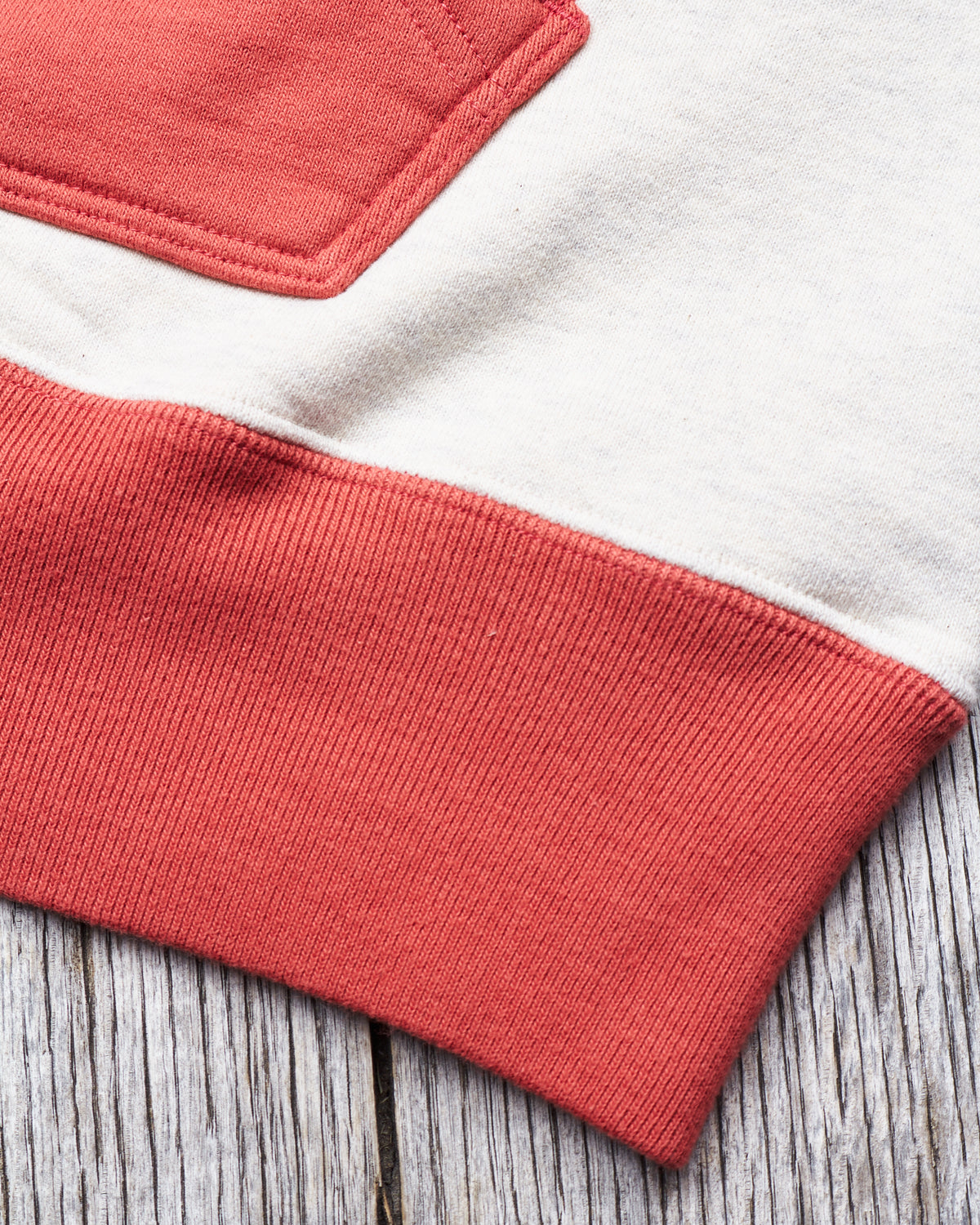Whitesville Two Tone Attatched Hood Parka Oatmeal / Red