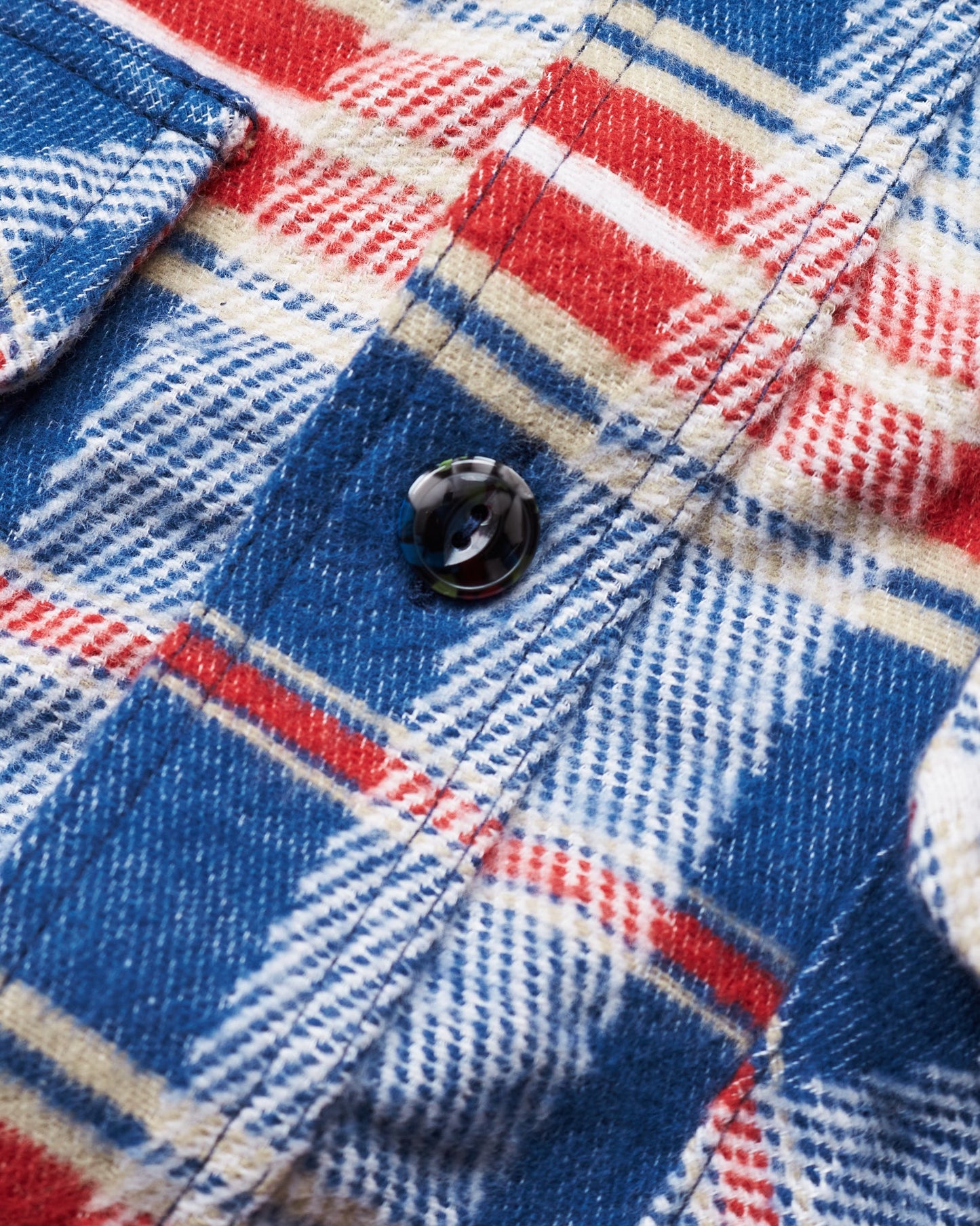 Sugar Cane & Co Fancy Twill Double Weave Flannel Shirt Navy