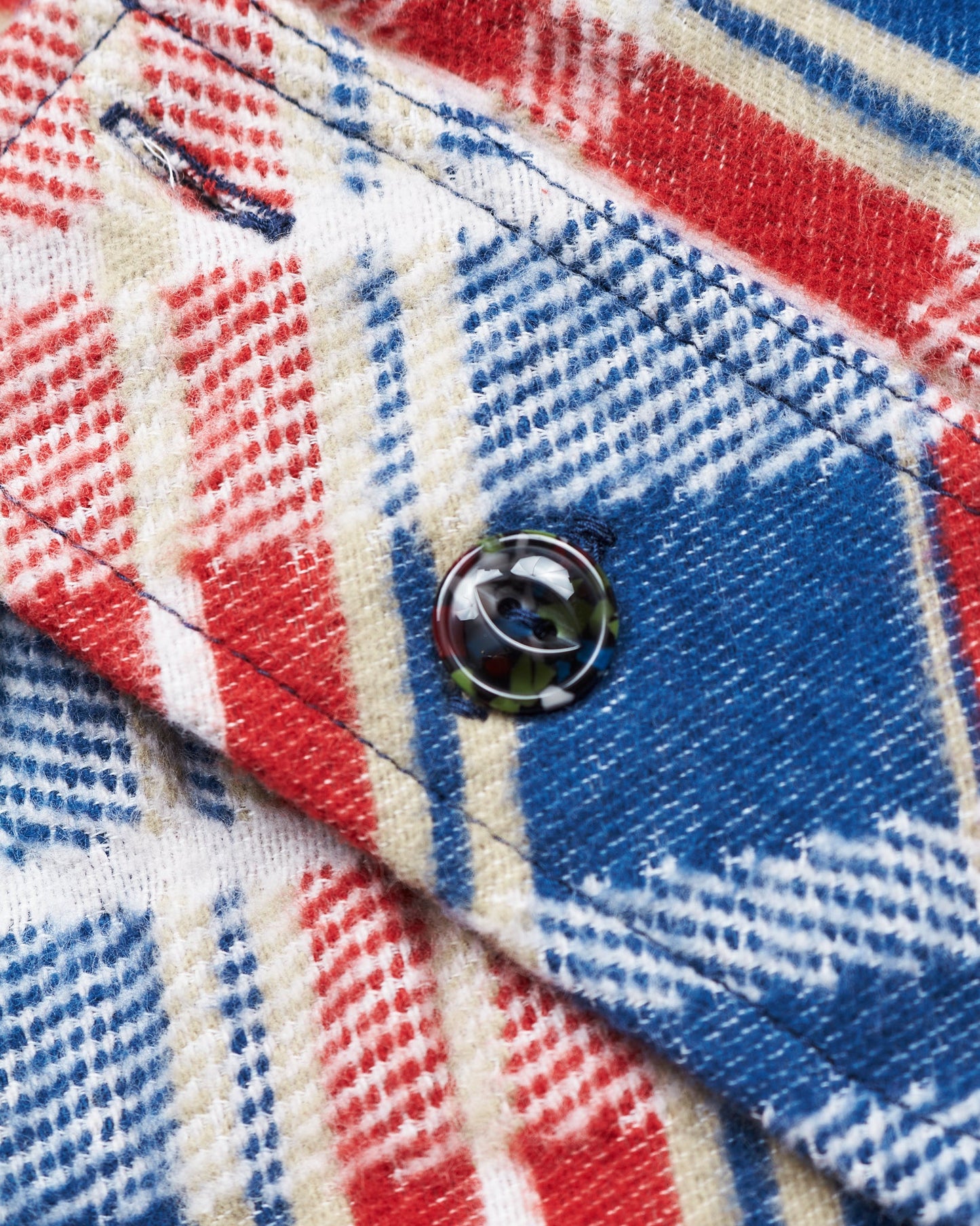 Sugar Cane & Co Fancy Twill Double Weave Flannel Shirt Navy