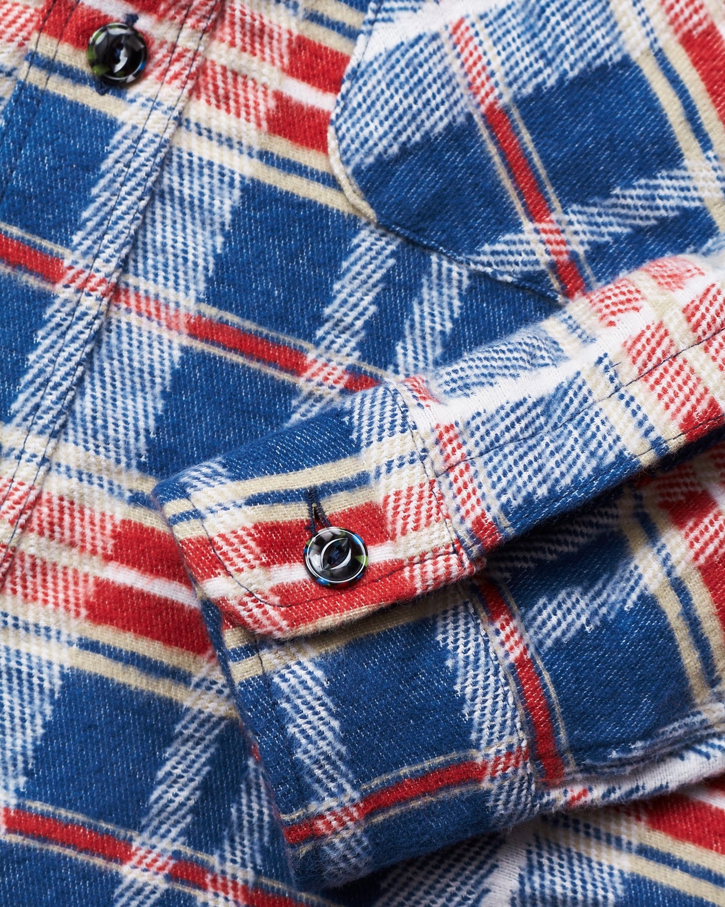 Sugar Cane & Co Fancy Twill Double Weave Flannel Shirt Navy