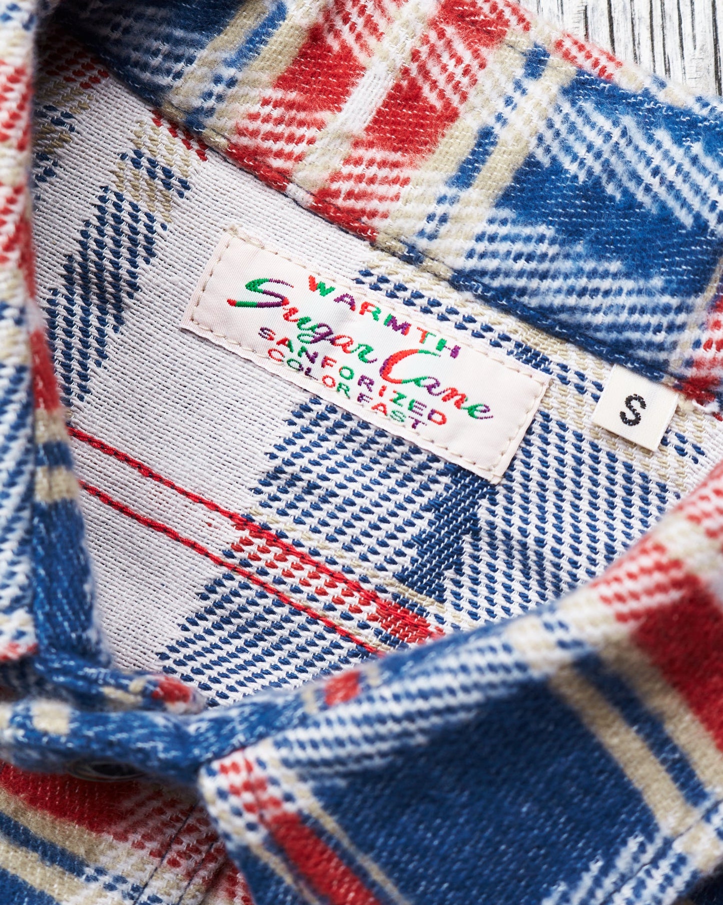 Sugar Cane & Co Fancy Twill Double Weave Flannel Shirt Navy