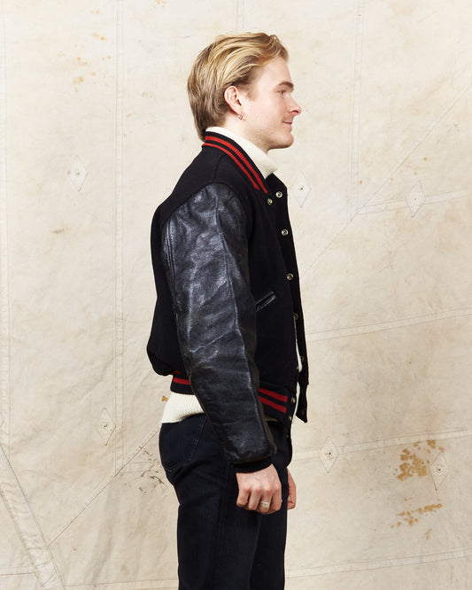 Vintage Made In USA Butwin Leather Sleeves Varsity Jacket Size 40