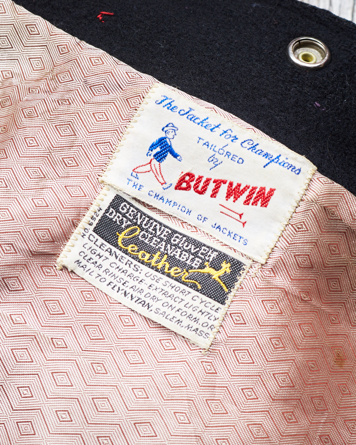 Vintage Made In USA Butwin Leather Sleeves Varsity Jacket Size 40