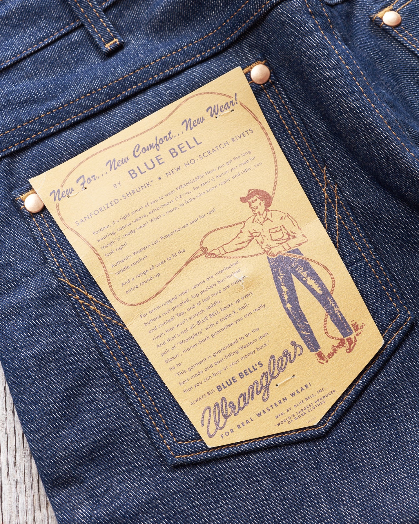 Second Hand Wrangler Blue Bell 11MW Sanforized Jeans Repros W29