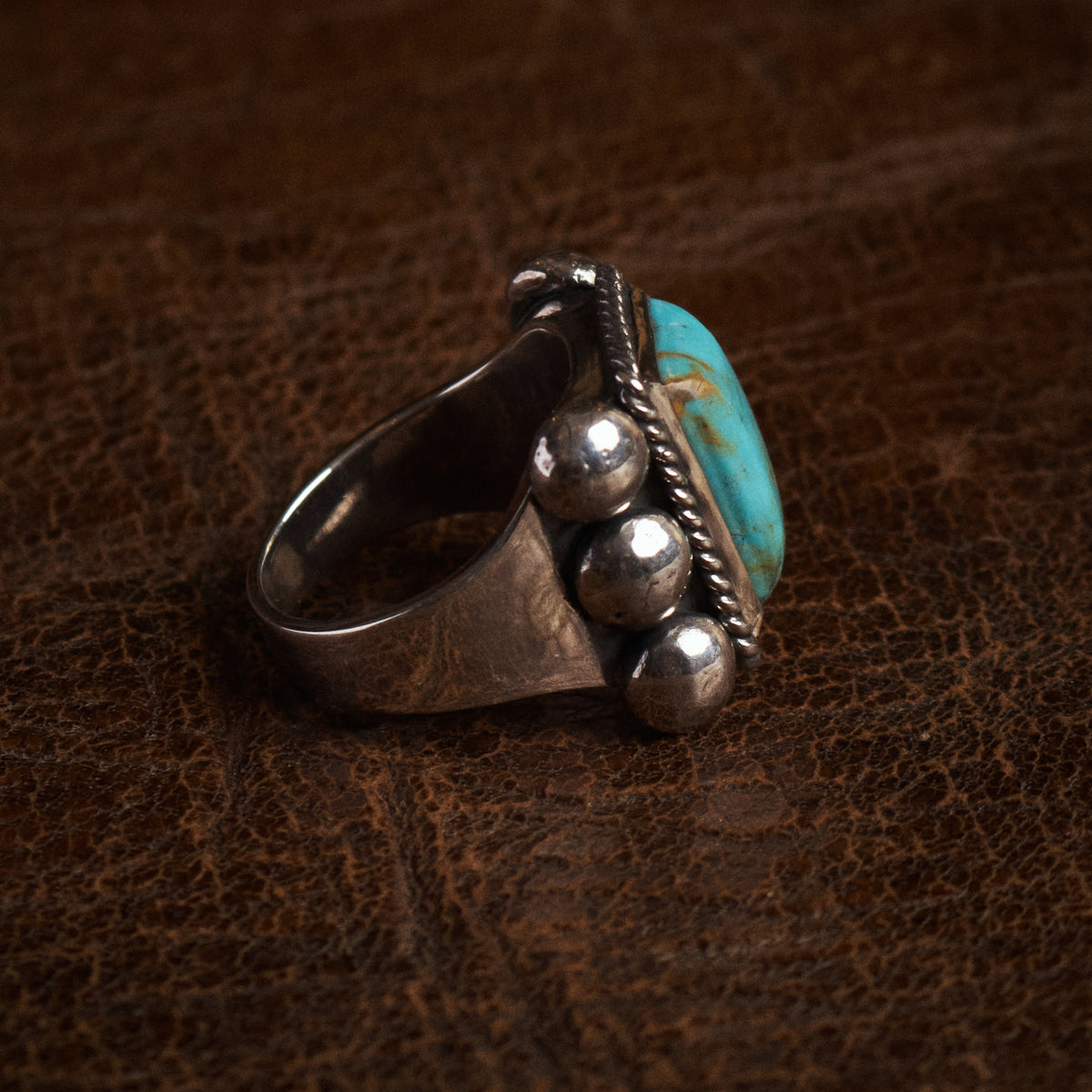 Larry Smith 6 Point Rectangle Turquoise Ring RG-0060