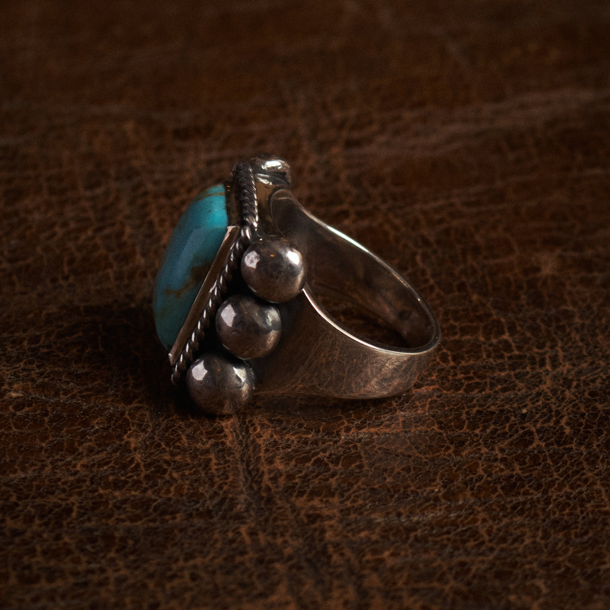 Larry Smith 6 Point Rectangle Turquoise Ring RG-0060