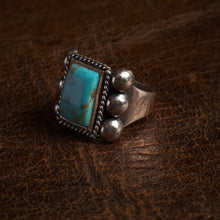 Larry Smith 6 Point Rectangle Turquoise Ring RG-0060