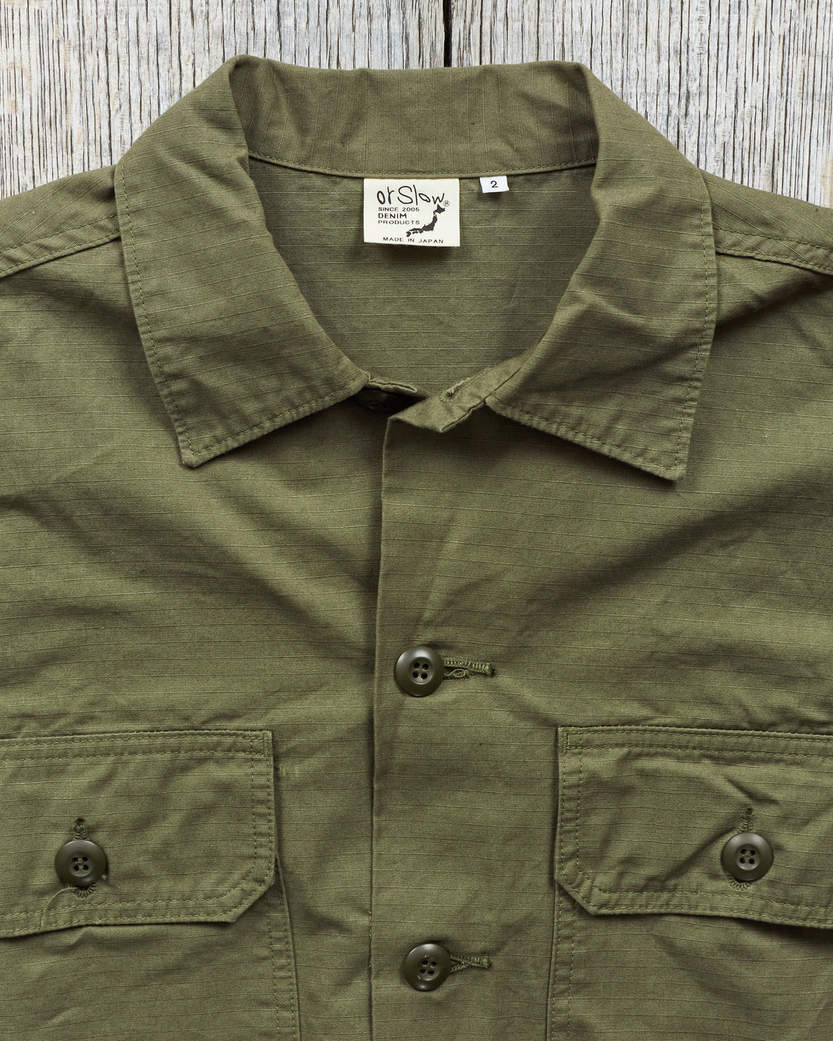 Second Hand OrSlow US Army Fatigue Shirt Ripstop Size 2
