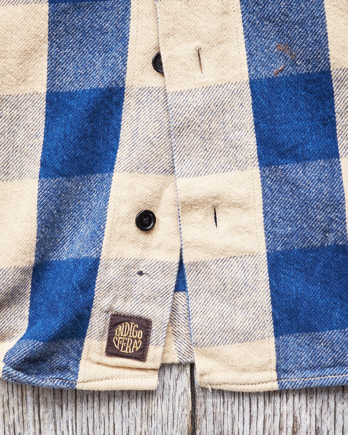 Second Hand Indigofera Norris Shirt Indigo/Beige Size M