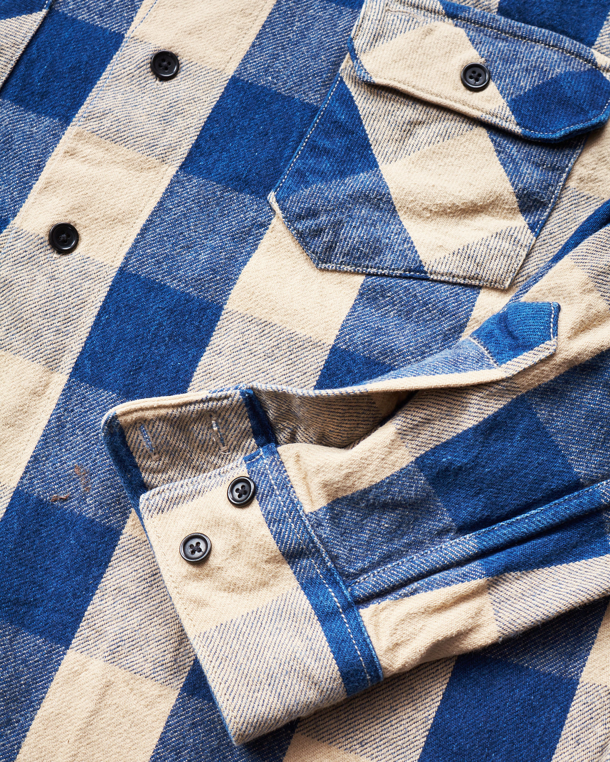 Second Hand Indigofera Norris Shirt Indigo/Beige Size M