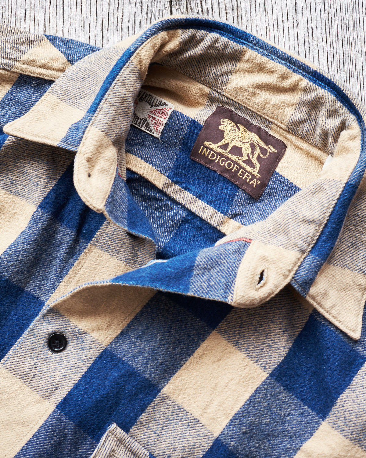 Second Hand Indigofera Norris Shirt Indigo/Beige Size M