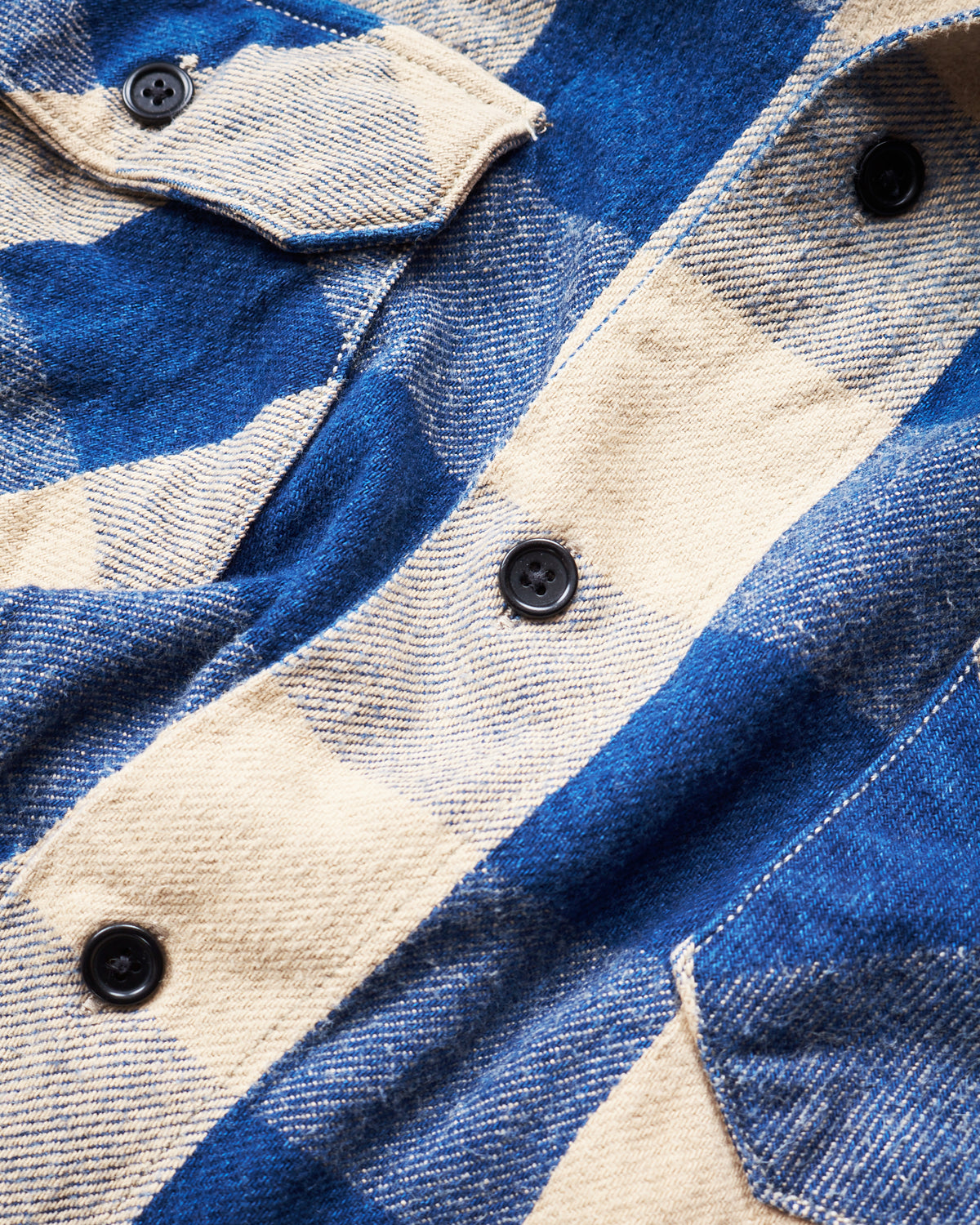 Second Hand Indigofera Norris Shirt Indigo/Beige Size M