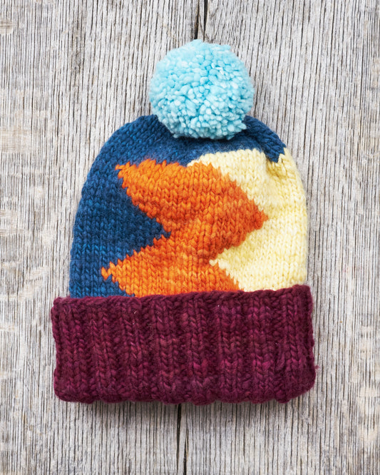 Chamula Double Cuff Wool Cap Lightning Raspberry