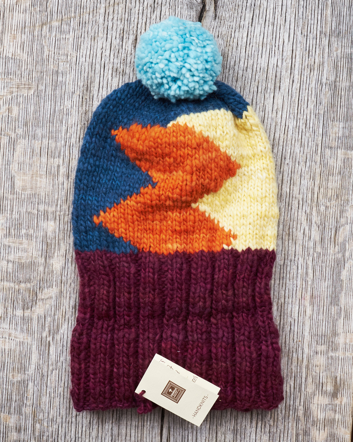 Chamula Double Cuff Wool Cap Lightning Raspberry