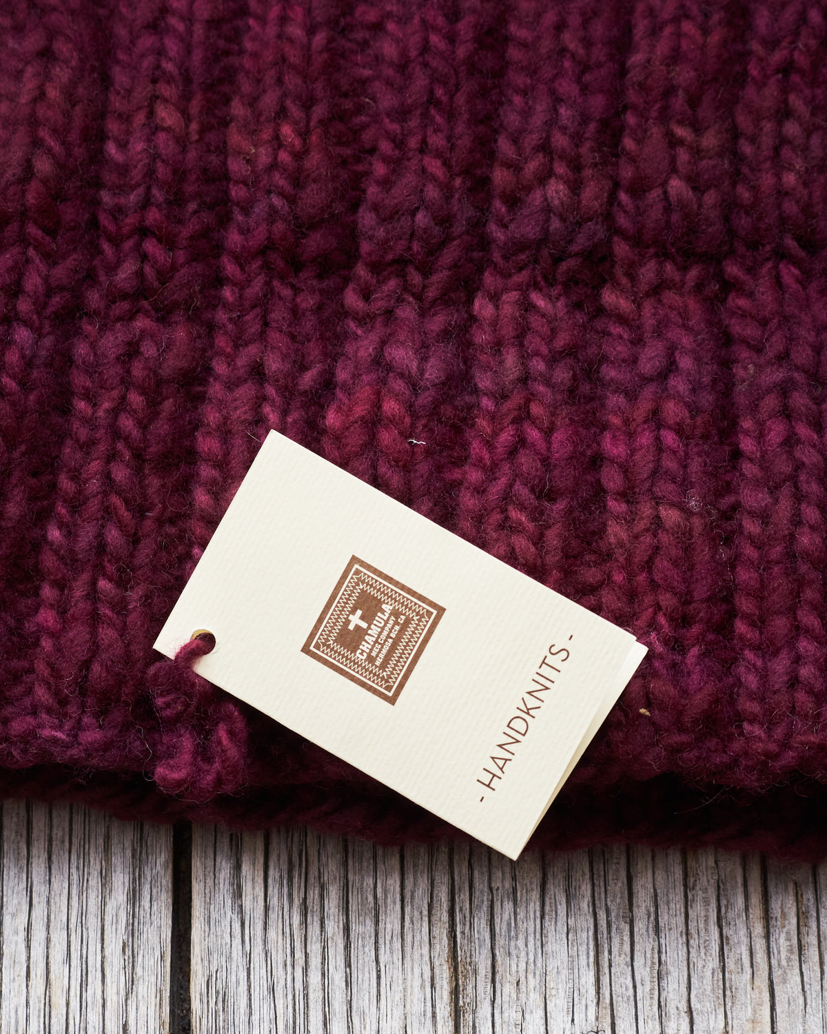 Chamula Double Cuff Wool Cap Lightning Raspberry