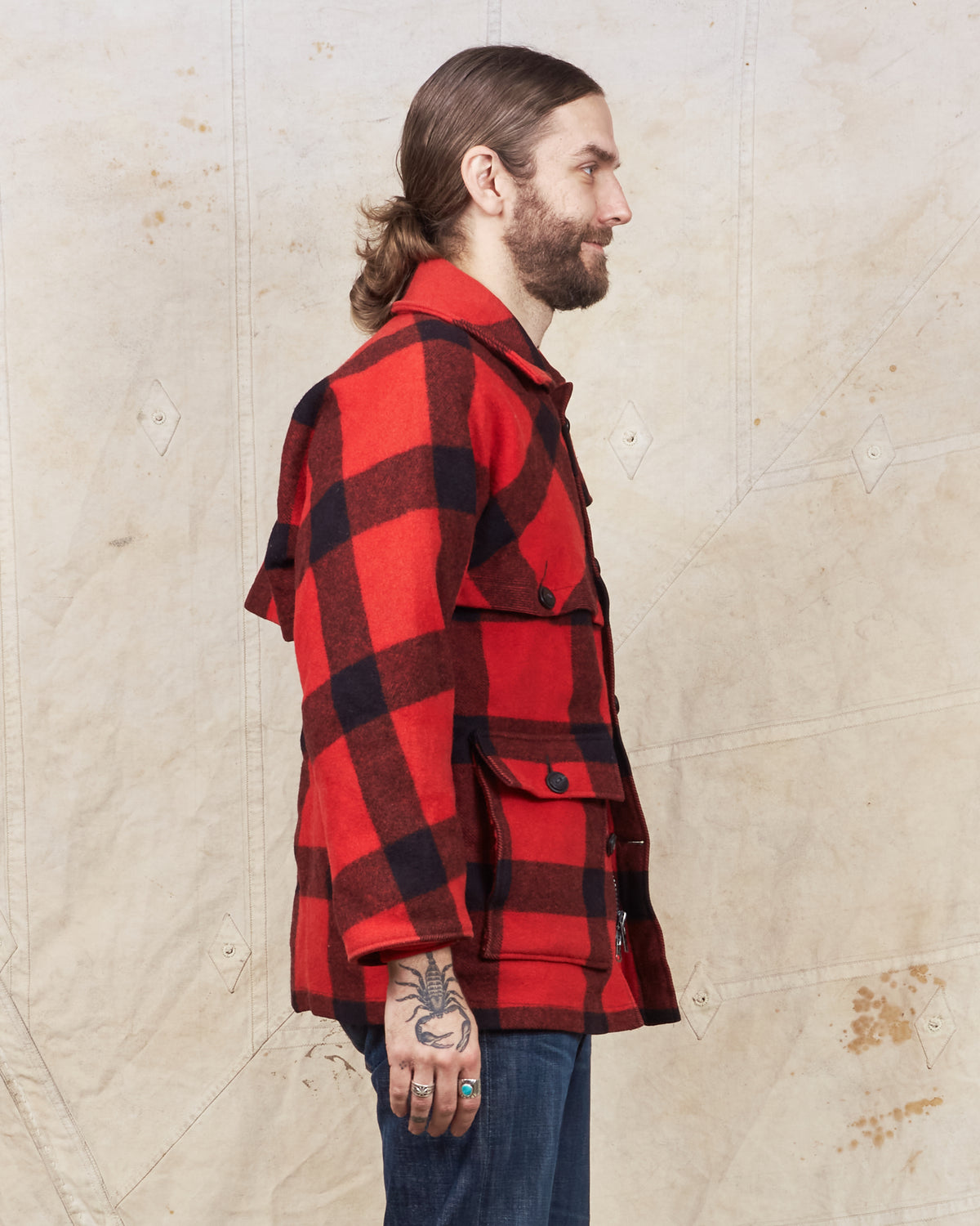 Vintage Eddie Bauer Wool Mackinaw Buffalo Plaid Jacket Goose Down Lining