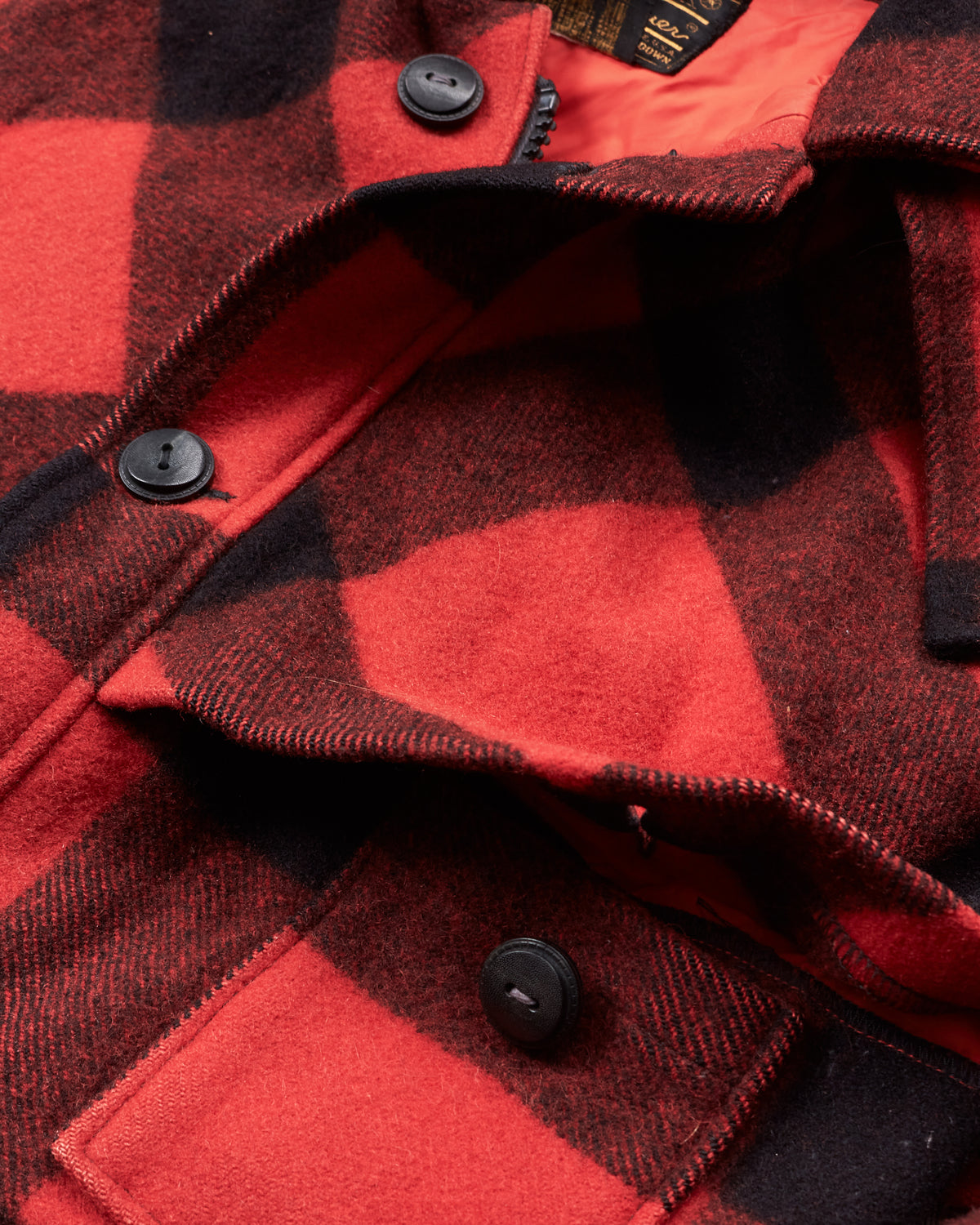 Vintage Eddie Bauer Wool Mackinaw Buffalo Plaid Jacket Goose Down Lining