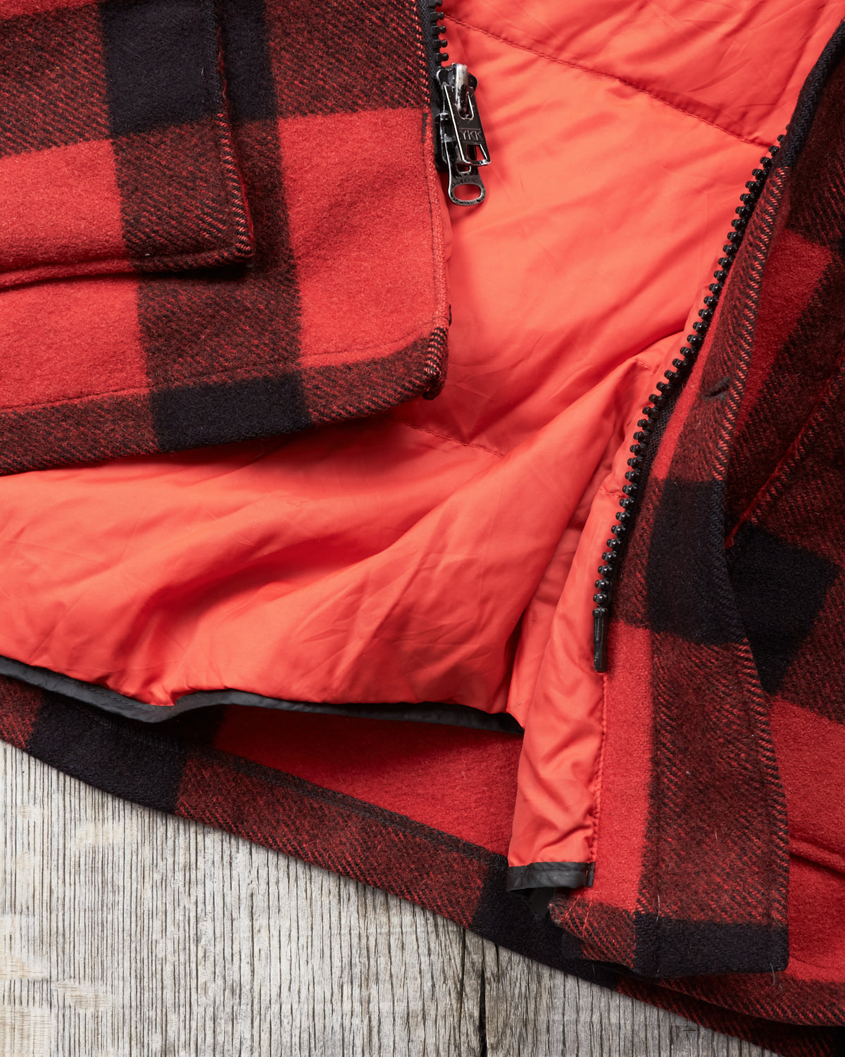 Vintage Eddie Bauer Wool Mackinaw Buffalo Plaid Jacket Goose Down Lining