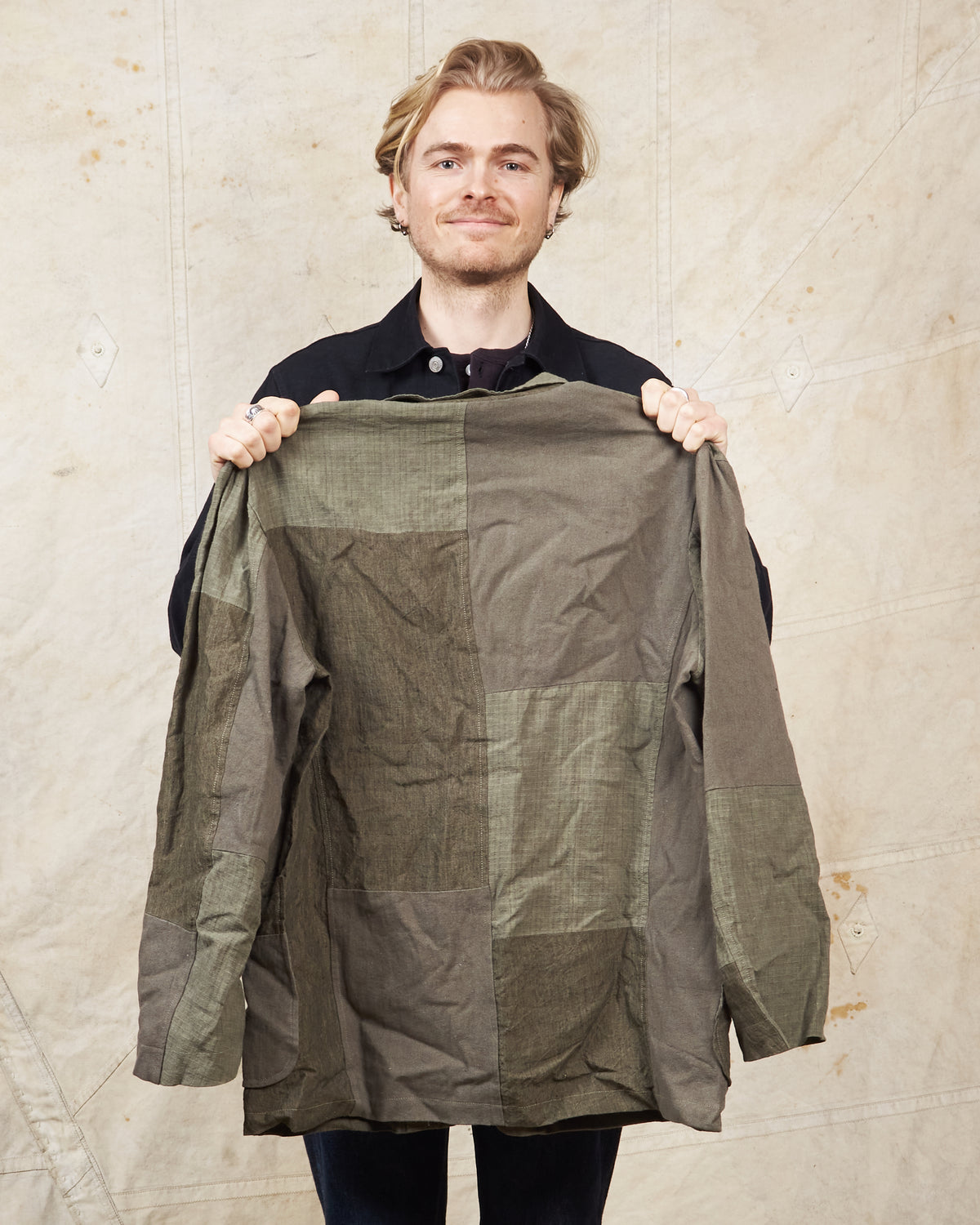 Second Hand Sage de Cret Patchwork Tailored Jacket Khaki L