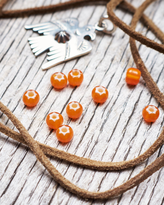 African White Heart Trade Bead Orange