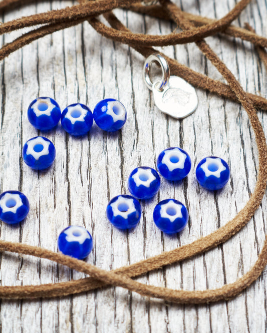 African White Heart Trade Bead Blue