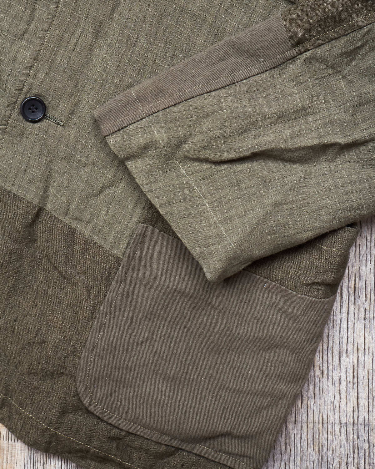 Second Hand Sage de Cret Patchwork Tailored Jacket Khaki L