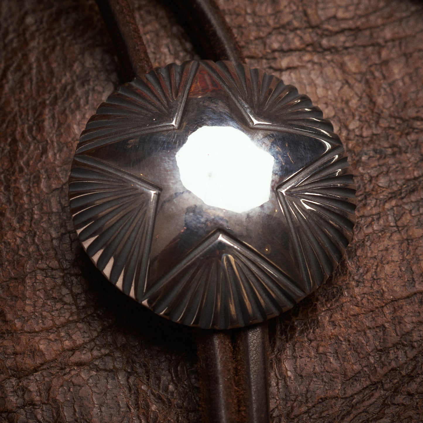 Larry Smith Bolo Tie Star Coin Concha Brown OT-0125